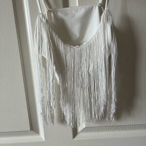 White Fringe Top